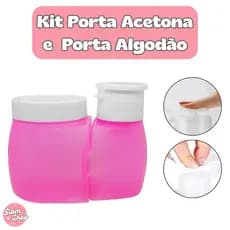Porta Acetona com dosador + Porta Algodão 2 em1 para Manicure e Pedicure