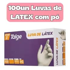 100un Luva de Látex com Pó | Descartável, Higiênica e Segura | Ideal para Estética e Procedimentos