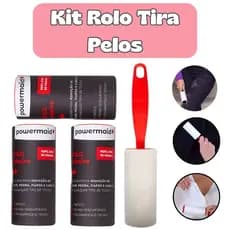 Rolo Tira Pelos + Refil Powermaid Original | Remove Pelos, Fiapos e Poeira | Uso Profissional e Doméstico
