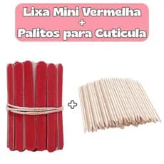 Lixa Mini 8cm VERMELHA + Palito Para Cuticula