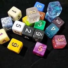kit 6 Dados D6 RPG 6 Faces marmorizados de 16 mm Várias cores D&D Boardgame.
