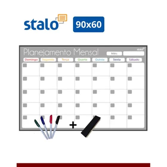 Lousa Branca Planner Mensal Organizador de Rotina 90x60