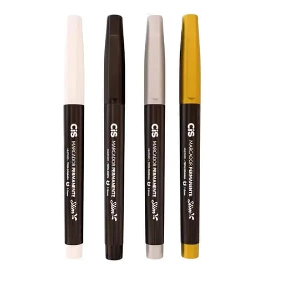Caneta Marcador Permanente Multiuso Cis Slim Cores