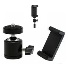 Kit Cabeça De Bola Suporte Celular 360 P/ Tripé Rosca 1/4 Cabeça de Tripe