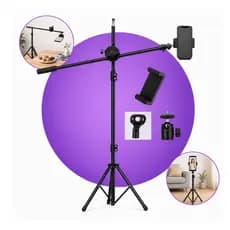 Kit Tripé Pedestral Profissional Braço Girafa + Suporte Celular Iphone 210 cm Ball Head suporte Microfone Câmera