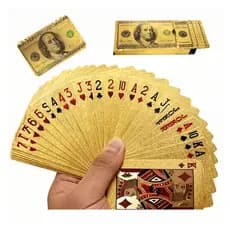 Kit 2 Baralho Dourado Dólar Espanhol Prova D'água Anti Rasgo
