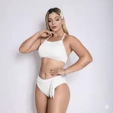 Biquíni Cintura Alta Moda Praia Luxo Biquíni Forrado Biquíni com Bojo Biquíni Cropped