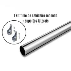 Kit Tubo Cabideiro Redondo Arara para Guarda Roupa Sobe Medida