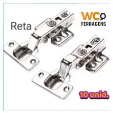 Kit com 10 UND Dobradiça Comum CURVA OU RETA Sem Amortecedor 35mm para Moveis