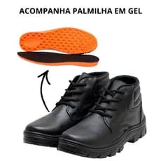 Bota de Segurança com Cadarço 100% Couro Legítimo com CA Sola Borracha Palmilha Anatômica Bico PVC