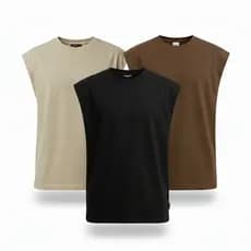 Kit 3 Camisetas Cavadas Oversized Básica Lisa Streetwear Masculina 100% Algodão Machão