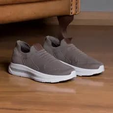 Tênis Malha Knit Slip On Unissex Calce Fácil Leve Confortável Palmilha Gel Antiderrapante Caminhada