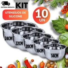 Tigela Inox Empilhável 14cm 16cm 20cm 22cm 24cm Bacia Cozinha Premium
