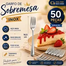 Combo Garfos De Sobremesa Inox Antioxidante Doces Bolos Brilho Premium