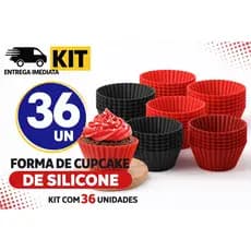 Jogo 36 Formas Silicone Cupcake Muffin Forminha Redonda  Microondas Assadeira Bolinho Doceria forma
