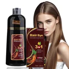 Shampoo De Tintura De Cabelo Natural 500ml Para Cobertura Cinza , Tonalidade Preta Marrom Instantânea 3 Em 1 Divertida