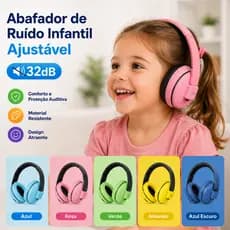 Abafador Infantil Anti Ruído Autismo Fone Protetor Auricular TDAH TEA Ajustável Confortável Proteção