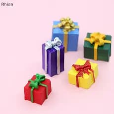 [Rhian] Conjunto de 5 peças de acessórios de decoração para casa de bonecas em escala 1/12, caixa de presente de Natal,