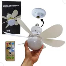 Mini Ventilador de Teto Gostey Lampada Luz de Led 40W Silencioso com 6 Pás Branco