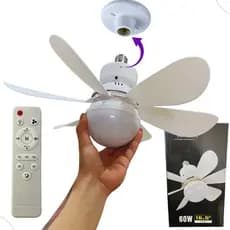 Mini Ventilador de Teto Gostey Luz 60W de Led Lampada com 6 Pás Silencioso Branco