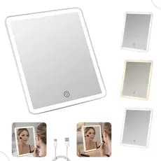 Espelho De Maquiagem Gostey com LED 23x20 Recarregavel USB De Mesa Rotativo 180º