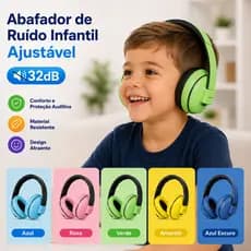 Fone Abafador Ruído Infantil Autismo Protetor Auricular TDAH TEA Confortável Ajustável Alta Proteção