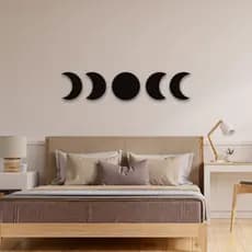 Kit de Quadro Decorativo Fases Da Lua Aplique em MDF 3MM Preto PROMOÇÃO