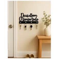 Porta-Chaves Decorativo em MDF – “Deus é bom o tempo todo”