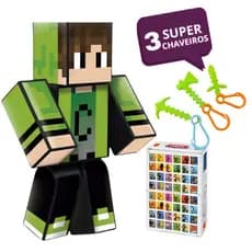 Boneco Articulado Minecraft Cadres com 3 Chaveiros