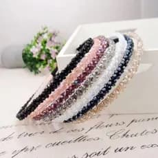 Arco/Tiara Com Flores de Contas de Cristal Coloridas Fina/Delicada/Fashion/Acessórios de Cabeça - WL