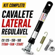 Cavalete Lateral Regulável CG 125 150 160 Titan Kit com Mola Parafuso Universal