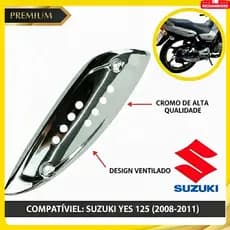Protetor Escapamento Cromado Suzuki Yes 125 2008 2009 2010 2011Capa Protetora Escape Moto
