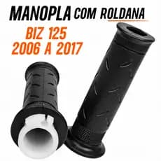 Manopla Com Roldana Biz 125 2006 A 2017 Punho Guidão Preta Par Modelo Original
