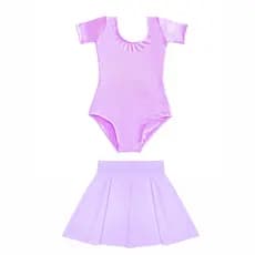 Conjunto Ballet Infantil 2 Peças: Collant Meia Manga e Saia Ballet Cintura Alta