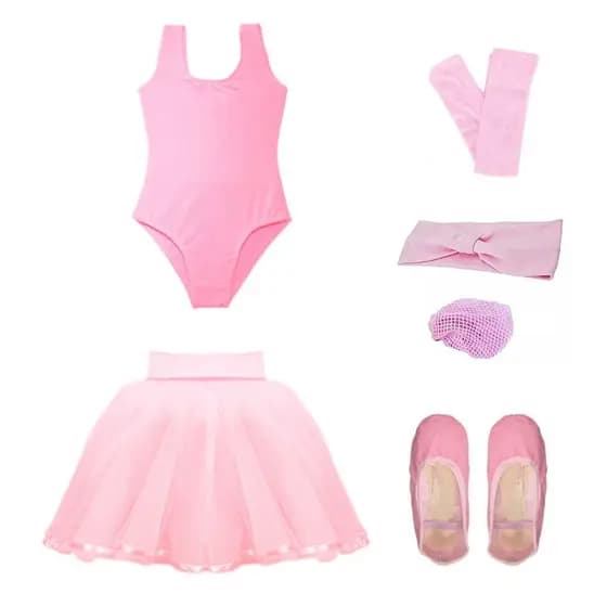 Kit Rosa Bebê Bailarina Infantil 6 Itens Com Tutu