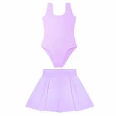 Kit 2 Itens Ballet Collant Regata E Saia de Cós