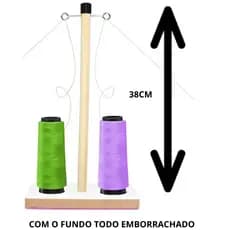 Porta Fio Carretel Linha Doméstico Para 2 Cone Mdf Madeira