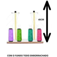 Porta Fio De Madeira 4 Cones Para Máquina Costura Doméstica