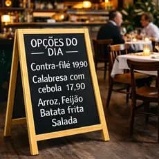 cavalete Lousa Quadro Negro 100x60cm Calçada Restaurante Bar Cardápio Dupla Face + Giz e Apagador