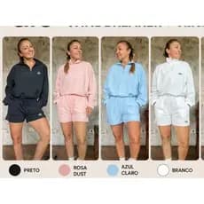 CONJUNTO SHORTS E JAQUETA  FEMININO ALOO ACADEMIA FITNESS POLIAMIDA TAC TEL