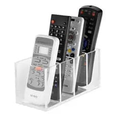 Porta Controles Acrílico Transparente Com 4 Divisórias Organizador de Mesa Elegante