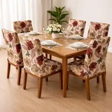 Kit Capa de Cadeira Anti-gatos matelado Decoração Estampado Floral Casa para Mesa de Jantar com 4 ou 6 peças