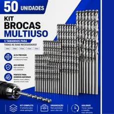 Jogo Kit 50 Brocas de Aço Rápido Profissional de 1-3mm