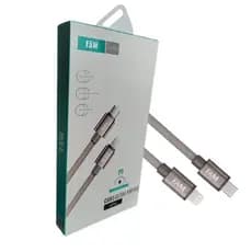 Cabo De Carregamento E Transferência De Dados USB Tipo C E Lightning FAM FCA-2201 1.2M Rosê.