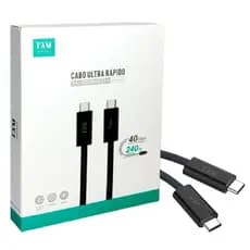 Cabo USB-C Ultra Rápido Thunderbolt 4 8k@60hz 240w De 1.2m FAM-Prime Preto.