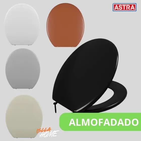 Assento Almofadado Astra – Cores Cinza, Branco, Preto e Bege - Tampa para Vaso Sanitário Conforto e Qualidade