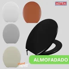 Assento Almofadado Astra – Cores Cinza, Branco, Preto e Bege - Tampa para Vaso Sanitário Conforto e Qualidade