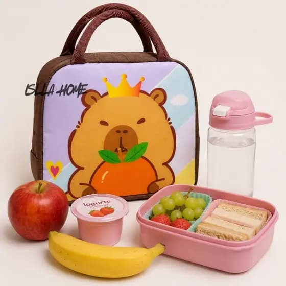 Lancheira Térmica Capivara e Animais–Bolsa Marmita c/ Alça Para Escola, Viagem e Piquenique