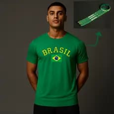 Camiseta Dry Fit Brasil Torcida Unissex + Pulseira Silicone Brasil Copa Do Mundo 2026