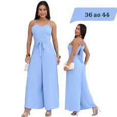 Macacão Feminino Pantalona Longo Elegante Soltinho Forrado Tecido Duna